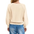 thumbnail image 5 of Long Sleeved Women Solid Color Button Down Casual Henley Sweater Knit Pullover, 5 of 6
