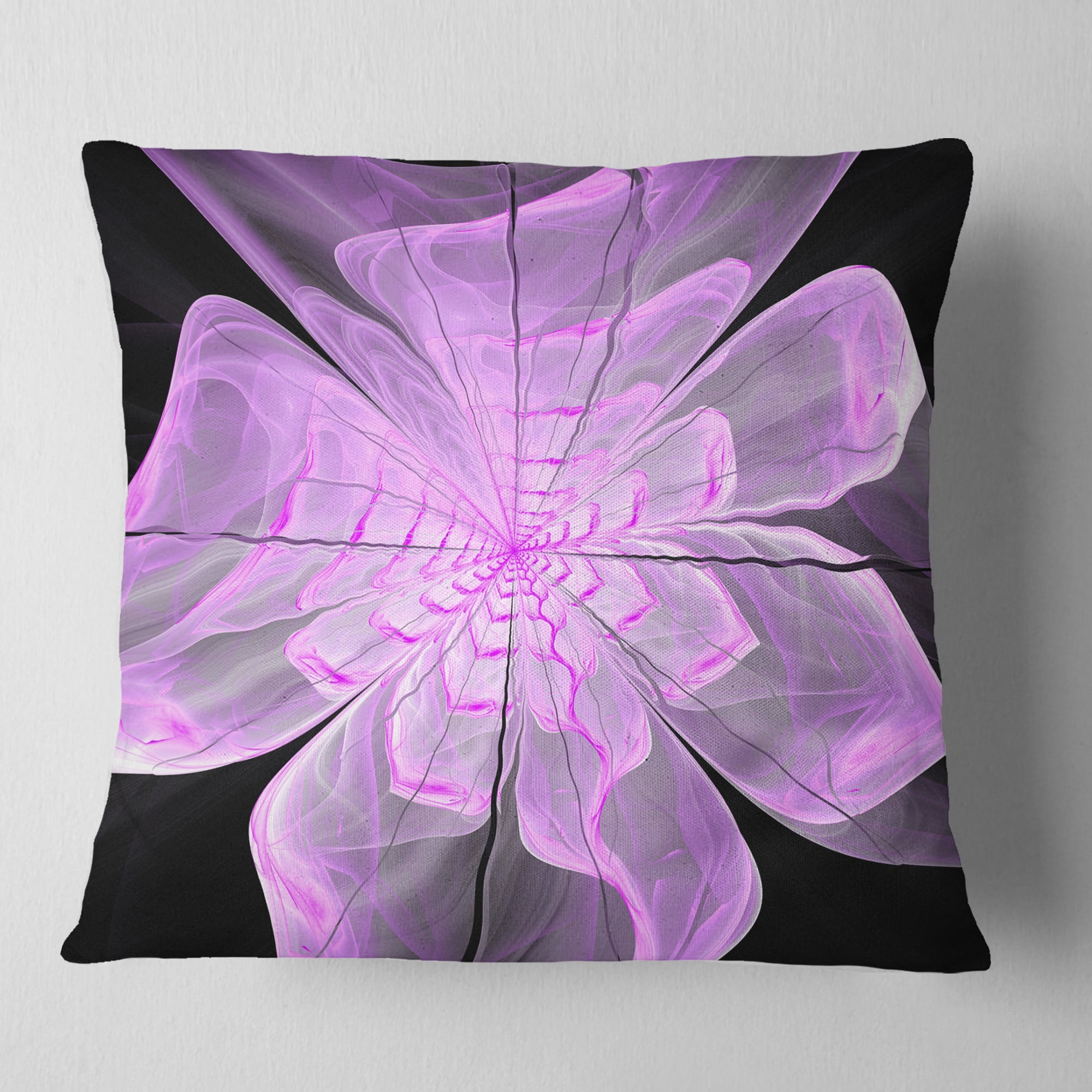 Designart Lush Purple Digital Art Fractal Flower - Floral Throw Pillow - 18x18