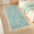 thumbnail image 2 of Garvee 2x6 Floral Insect Print Runner Rug, Modern Machine Washable Rug Stain Resistant Non-Slip Backing Rug Low Pile Floor Cover for Bedroom Entryway Laundry Room, Green, 2 of 9