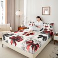 thumbnail image 3 of Manfei Girls Red Ribbon Bowtie Full Size Sheets 4-Piece,Gothic Romantic Roses Bed Sheets for Kids Teens,Super Cozy Room Decor, 3 of 5