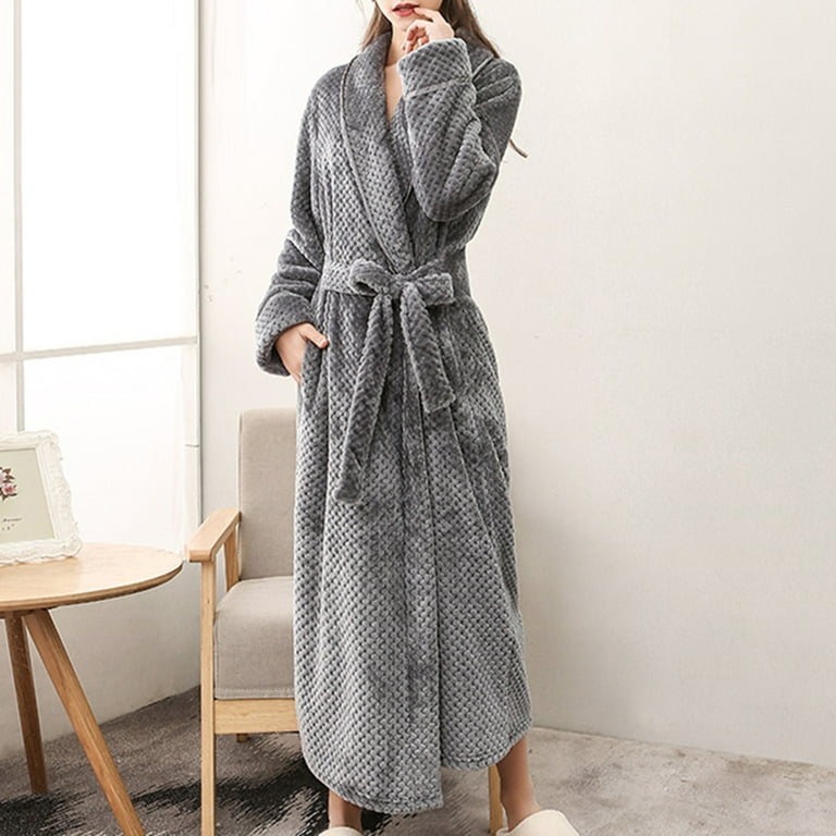 Robes for Women and Men Long Plush Fleece Bathrobe Super Warm Soft Cozy  Thick Unisex Velour Bathrobe for Winter