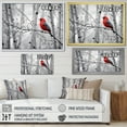 thumbnail image 4 of Designart "Forest Guardian Monochrome Red Grey Bird II" Animals Floater Framed Canvas Print, 4 of 7