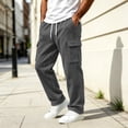 thumbnail image 2 of VALSEEL Men's Sweatpants with Multiple Pockets Elastic Drawstring Waist Loose Fit Casual Cargo Pants Straight-Leg Trousers for Daily Wear Dark Gray S, 2 of 9