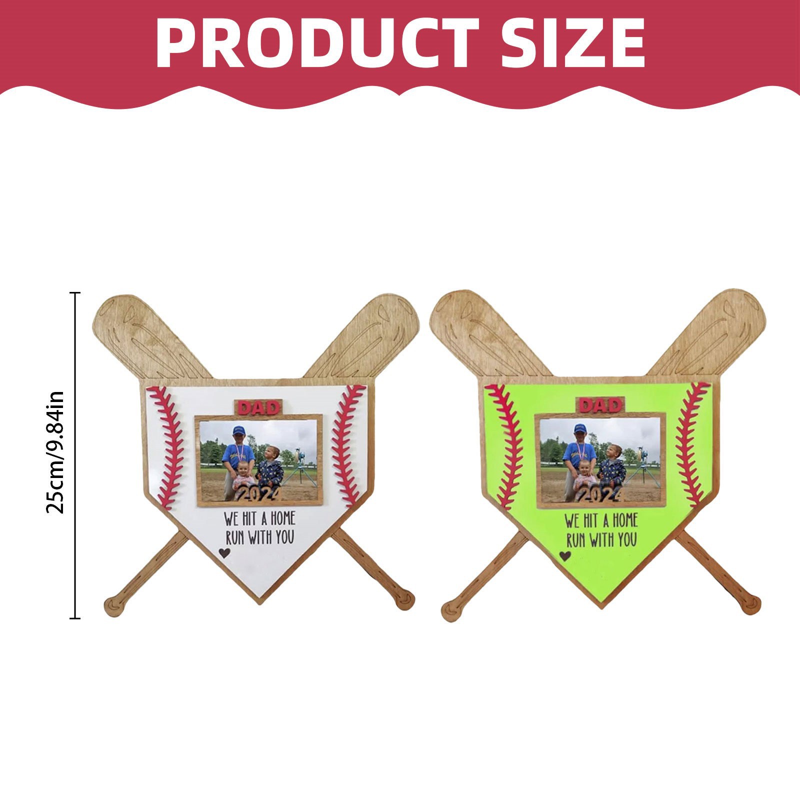 Hanzidakd Creative Baseball Themed Wood Frame For Fathers Day Wooden