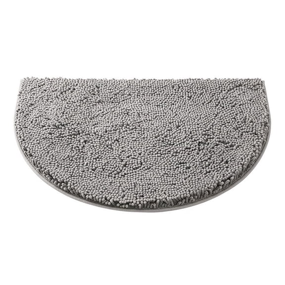 Mucky Rug,Indoor Outdoor Mat, Super Absorbent Microfiber Half Circle Dog Door Mat for Mucky Paws - Non-Slip Washable Pet Rug, Quick Dry Chenille Entryway Carpet, Silver Gray 16x24 Inch, Seen on TV