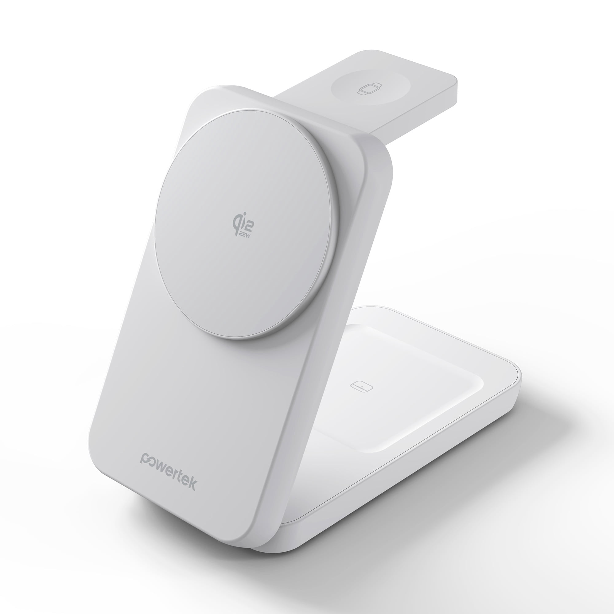Liquipel Powertek 3-in-1 Qi2.2 25W Compact Foldable Wireless Charge Stand  White