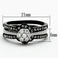 thumbnail image 2 of Luxe Jewelry Designs Set of 3 Women's Black Ion Plated Stainless Steel Wedding Ring with Round CZ -, 2 of 4