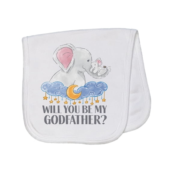 Inktastic Will You Be My Godfather? Elephants Moon and Stars Baby Burp Cloth