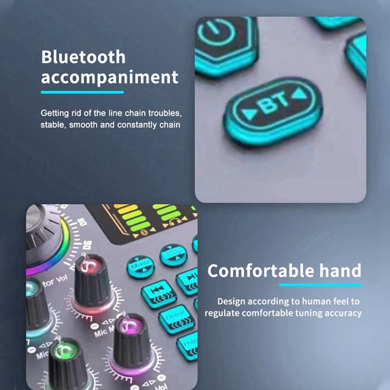 Professional Podcast Live Sound Card DJ Mixer Audio Mixer Equipment for PC Recording Singing Streaming Gaming
