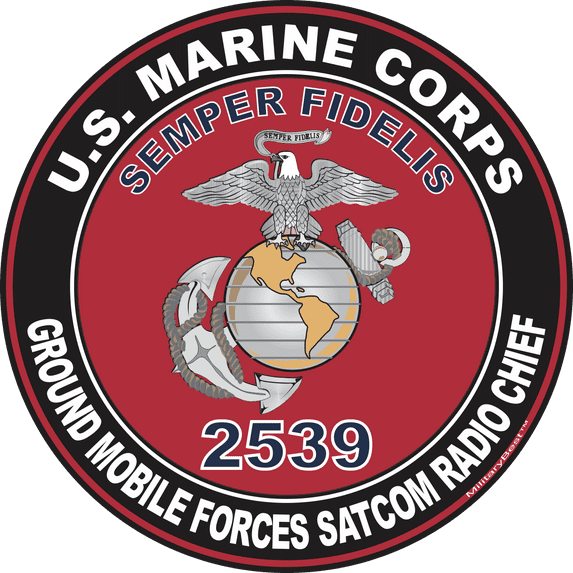 U.S.M.C. MOS 2539 Ground Mobile Forces SATCOM Radio Chief Decal 3.8" - Red