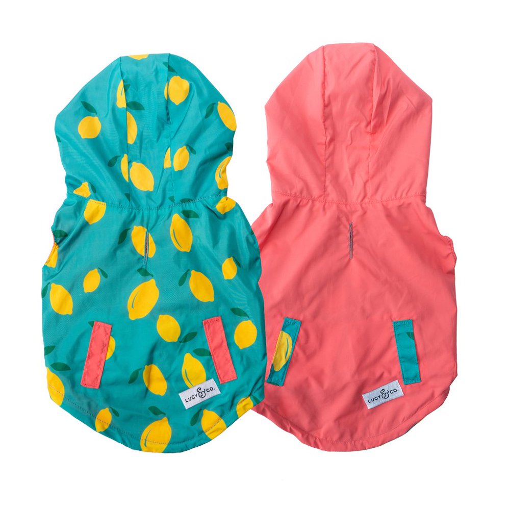 Lucy & Co. Lemon Drop Reversible Dog Raincoat