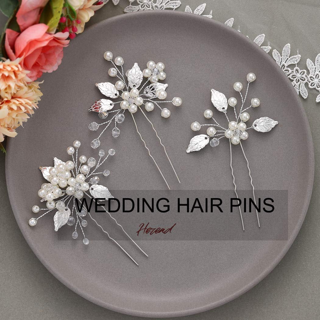 Billbianc Pearl Bride Wedding Hair Pins, Leaf Bridal Head  display picture 2