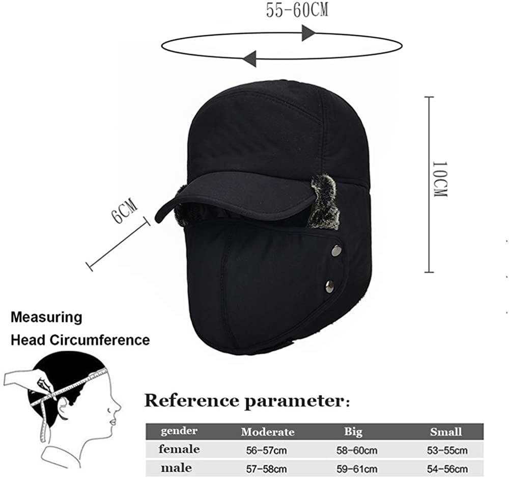 GRNSHTS Winter Warm Facemask Cap, 3 in 1 Bomber Hat with Full Face