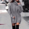 thumbnail image 2 of Suéter elegante Sexy Gibobby de Cuello de invierno para mujer gris XL, 2 of 4