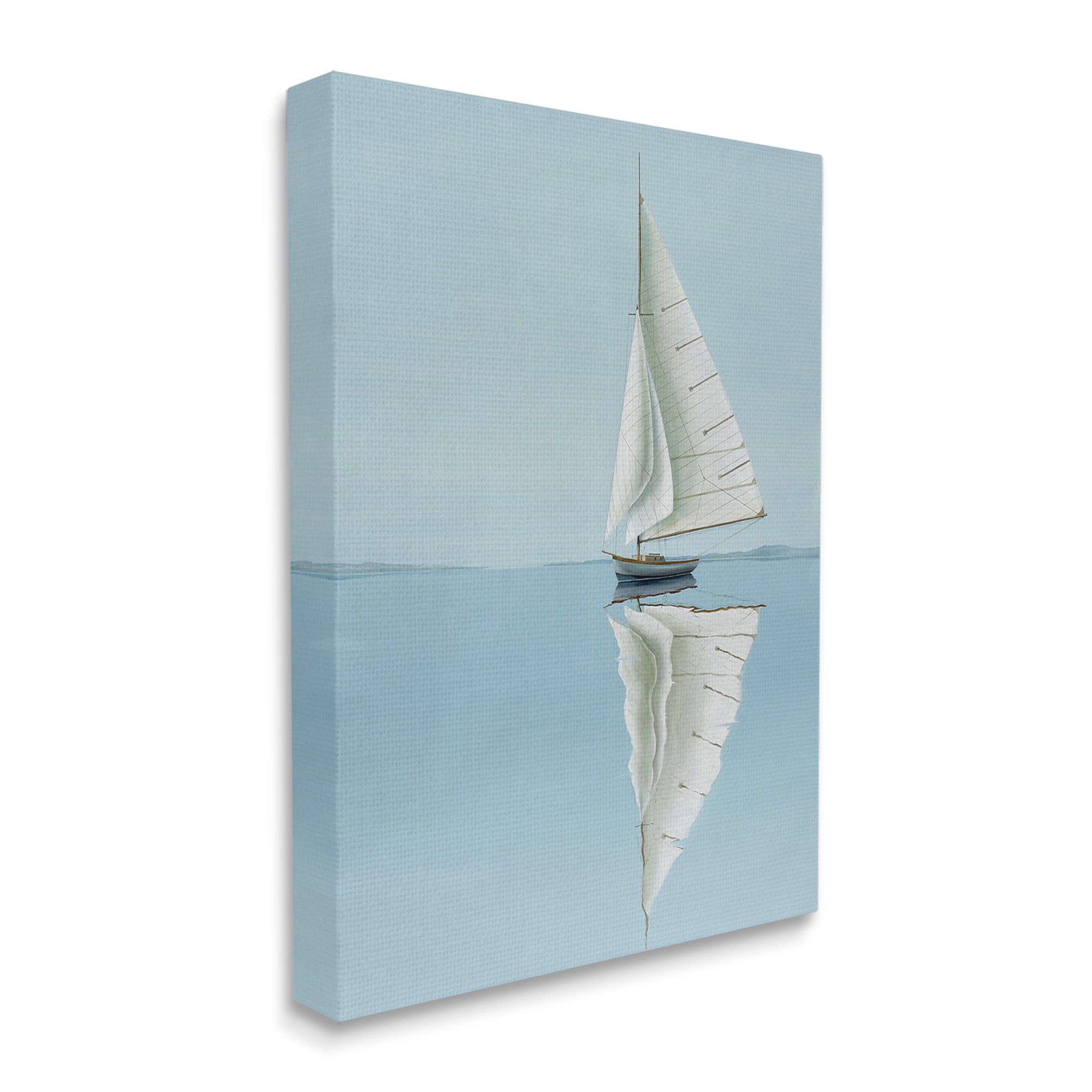Stupell Industries Minimal Watercraft Reflection Transportation Painting Gallery Wrapped Canvas Art Print Wall Art, 30 x 40