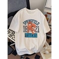 thumbnail image 1 of Men's 100% Cotton "Springfield 182 Tigers" Graphic Tee - Casual Loose Fit Short Sleeve Crew Neck T-Shirt, Soft & Breathable for Casual Attire, 1 of 6