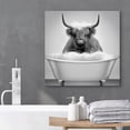 thumbnail image 3 of PixonSign Framed Canvas Wall Art Shetland Cow in Bathtub Black & White Print Funny Animal Bathroom Fine Art Whimsical Expressive Artwork for Home Decor -, 3 of 5