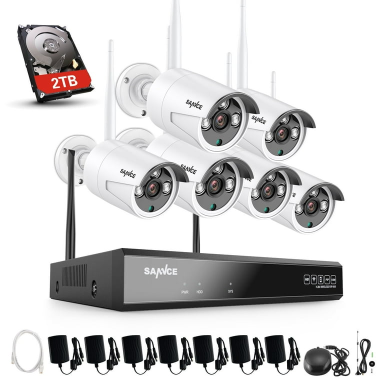 SANNCE 8CH Wireless NVR CCTV System 6PCS 3MP IP Camera WIFI Audio Recording  IR Night Vison CCTV Home Security Camera Surveillance Kit with 2T Hard