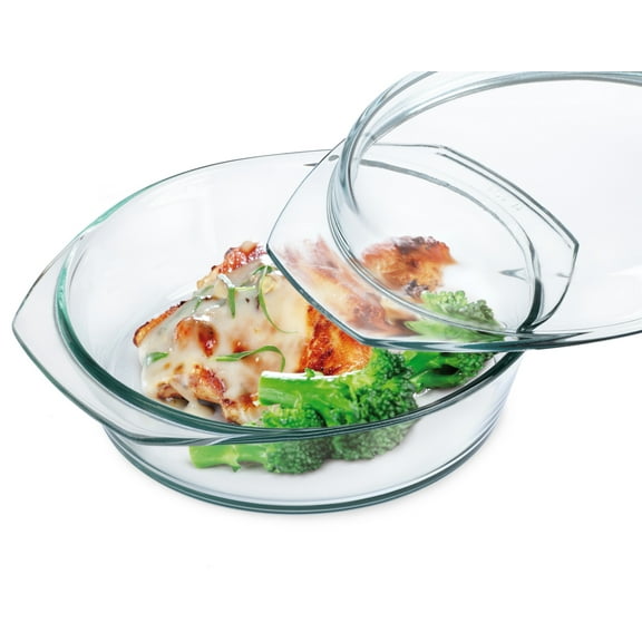 Simax - Round Glass Casserole with Glass Lid, 1.1 qt