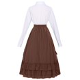 thumbnail image 3 of Juosiy Women's Vintage Steampunk Gothic Victorian Renaissance Dress Set Plus Size Lapel Ruffled Design Long Sleeve Pleated Skirts, 3 of 8