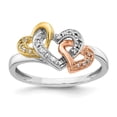 thumbnail image 4 of 14K Tri-color Gold Diamond Heart Ring (0.075Cttw) Ring Size 7, 4 of 5