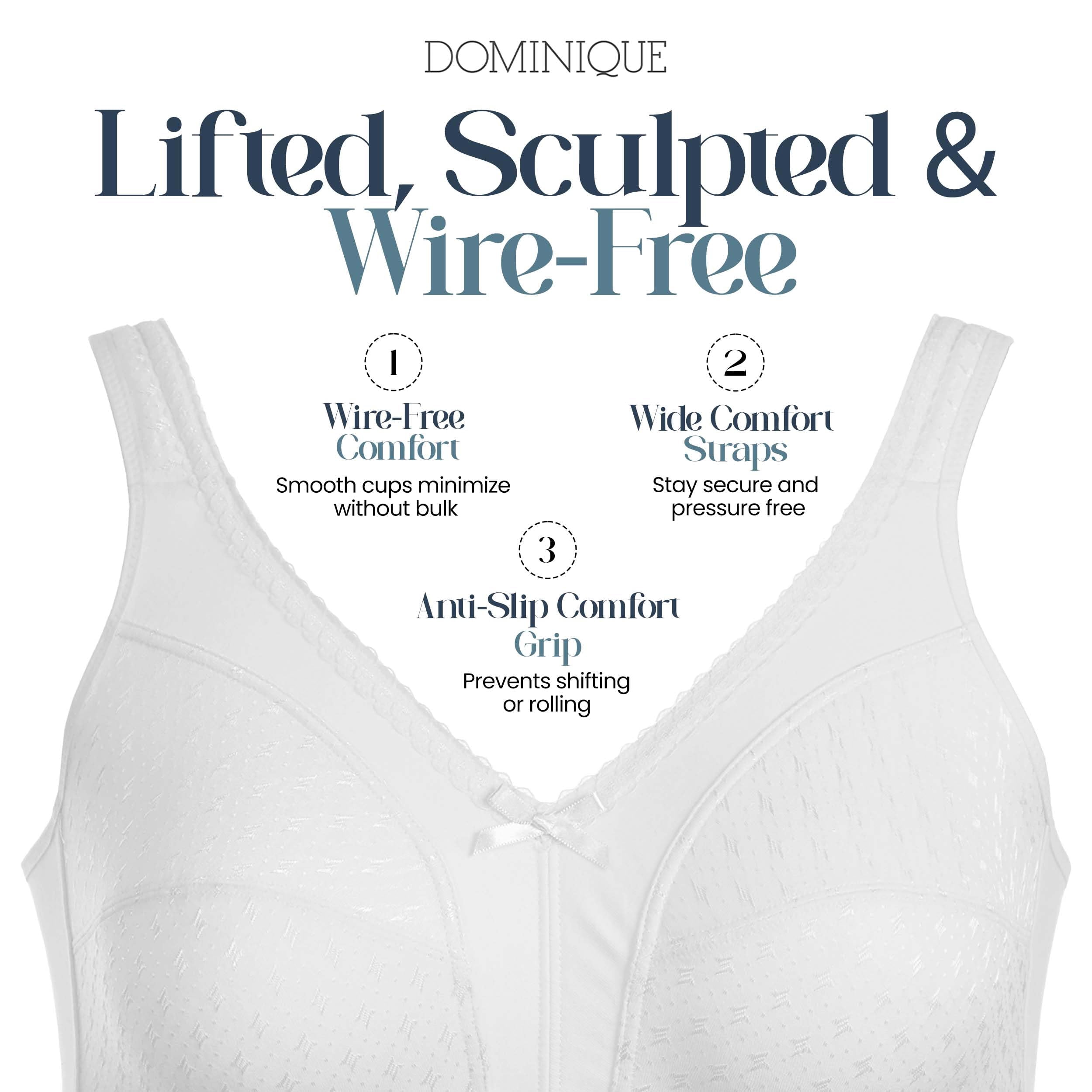 Dominique Women’s Marcelle Wire Free Comfort Bra #5360 – Cotton Lined Soft Cup, Wide Straps, Everyday Support - Lingerie for Women