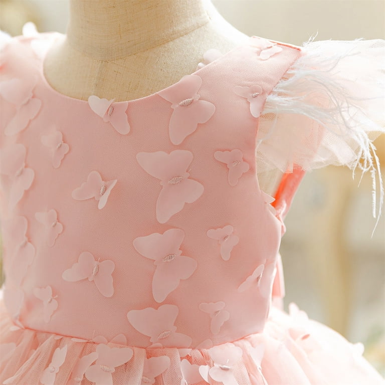 Nxznwn Baby Girl Tulle Dress Flower Girl Ruffle Sleeve Dresses