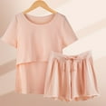 thumbnail image 4 of MNCEKFOD Women's Shorts Maternity Pleated Pajamas Suits Short Sleeve Sleepwear Nursing Tops with Leisure Short Pants Pink M, 4 of 4