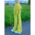 thumbnail image 5 of Women’s High Waist Lime Yellow Flare Jeans Stretch Curve Hugging Denim for Retro Bold Style Eye catching and Flattering, 5 of 8