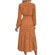thumbnail image 4 of Moda Casual Vestido con cuello en V Manga larga Mujer Vestido estampado Mujer Vestidos largos Pompotops hdfakjf8179, 4 of 9