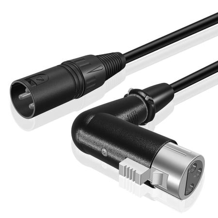 Premium 30ft Male to Female Right Angle XLR Cable Balanced 3 Pin Microphone Audio Wire Cord Interconnect Connector Plug Adapter Converter for Professional Recording Camcorders Cameras