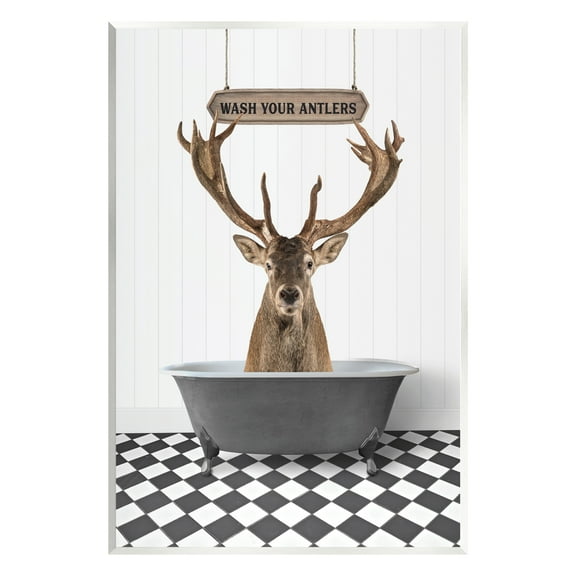 Stupell Industries Wash Your Antlers Elk Animals & Insects Painting Unframed Art Print Wall Art, 10 x 15