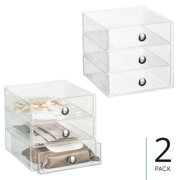 iDesign Stackable 3-Drawer Makeup Organizer for Bathroom or Vanity Storage - Organize Cosmetics, Skincare, and Jewelry