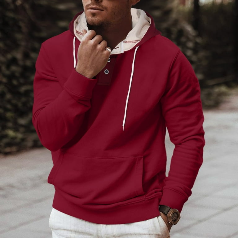 Upioiwer Black Crewneck Sweatshirt Cool Sweaters Mens Lightweight Hoodie Male Fashion Sweatshirt Solid Color Long Sleeve Round Neck Drawstring Hoodie Sports Pocket Winter Blouse Athletic Wind Round N ...