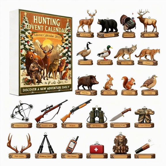 24-Day Hunting Outdoor Adventure Advent Calendar,Wildlife Animal and Gear Collectible Set