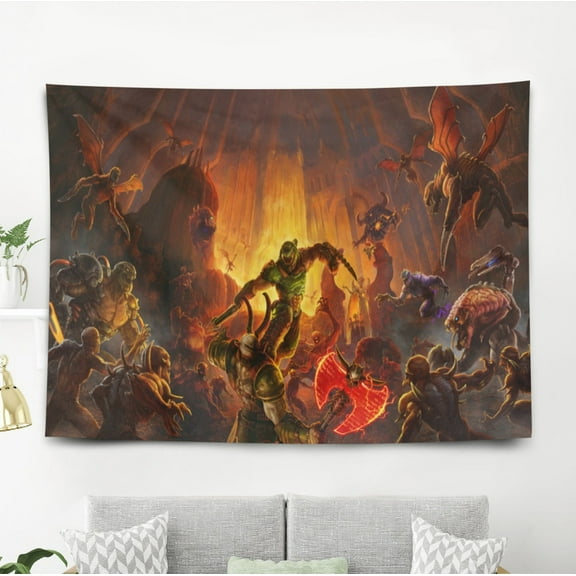 Doom Eternal Tapestry Gift Wall Hanging Backdrop for Room Bedroom Girls Fans Background Banner Party Birthday Supplies Decor