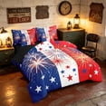 thumbnail image 2 of Manfei Firework Star Twin Bedding, Red White Blue Stripe Bedding Comforter Set, Black Reversible 7-Piece, 2 of 6