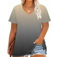thumbnail image 4 of Ruimatai Plus Size Women's V-Neck Short Sleeve Printed T-Shirt Soft Comfortable Stretchy Casual Blouse Trendy Flowy Top, 4 of 5