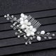thumbnail image 2 of Nvzi Horquillas para el pelo de boda con flores para novias, peinetas con perlas de cristal, pinzas para el pelo, accesorios para el pelo de boda dorados, joyas plateadas, 2 of 5