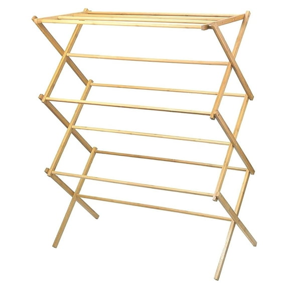 Ditangy Wooden Clothes Drying Rack for Laundry - Collapsible Folding Bamboo Laundry Drying Rack for Drying Clothes - Heavy Duty Pre Assembled