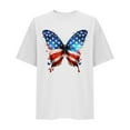 thumbnail image 6 of Cavosen Red White and Blue Clothes for Women Petite Independence Day Short Sleeve Round Neck T Shirts USA Flag Graphic Tops Lady L 4th of July Casual T Shirts Red White and Blue Tunic Tees, 6 of 8