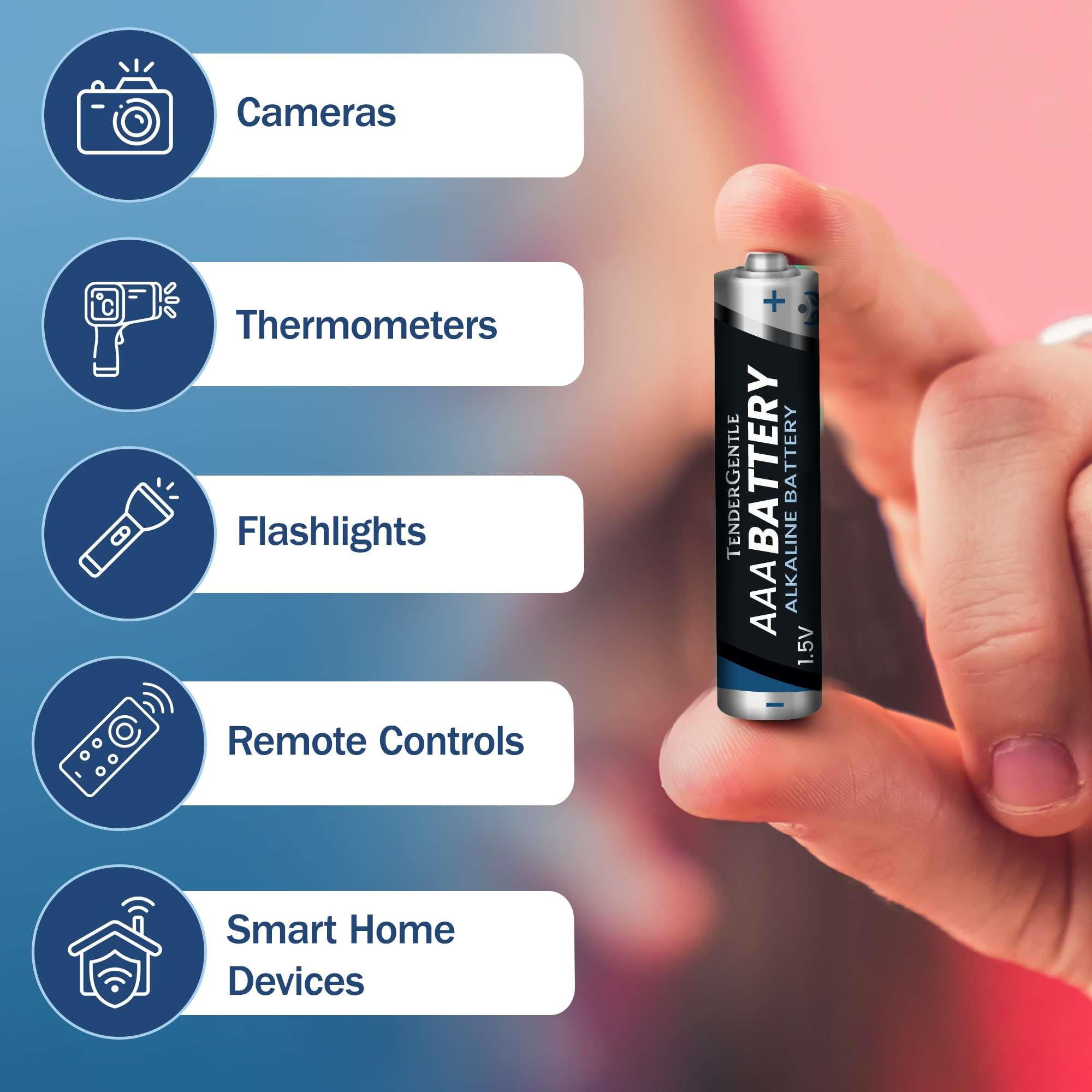 Tender Gentle AAA Batteries 144 Pack - Alkaline Triple a Batteries, Long Lasting, 10 Year Shelf Life