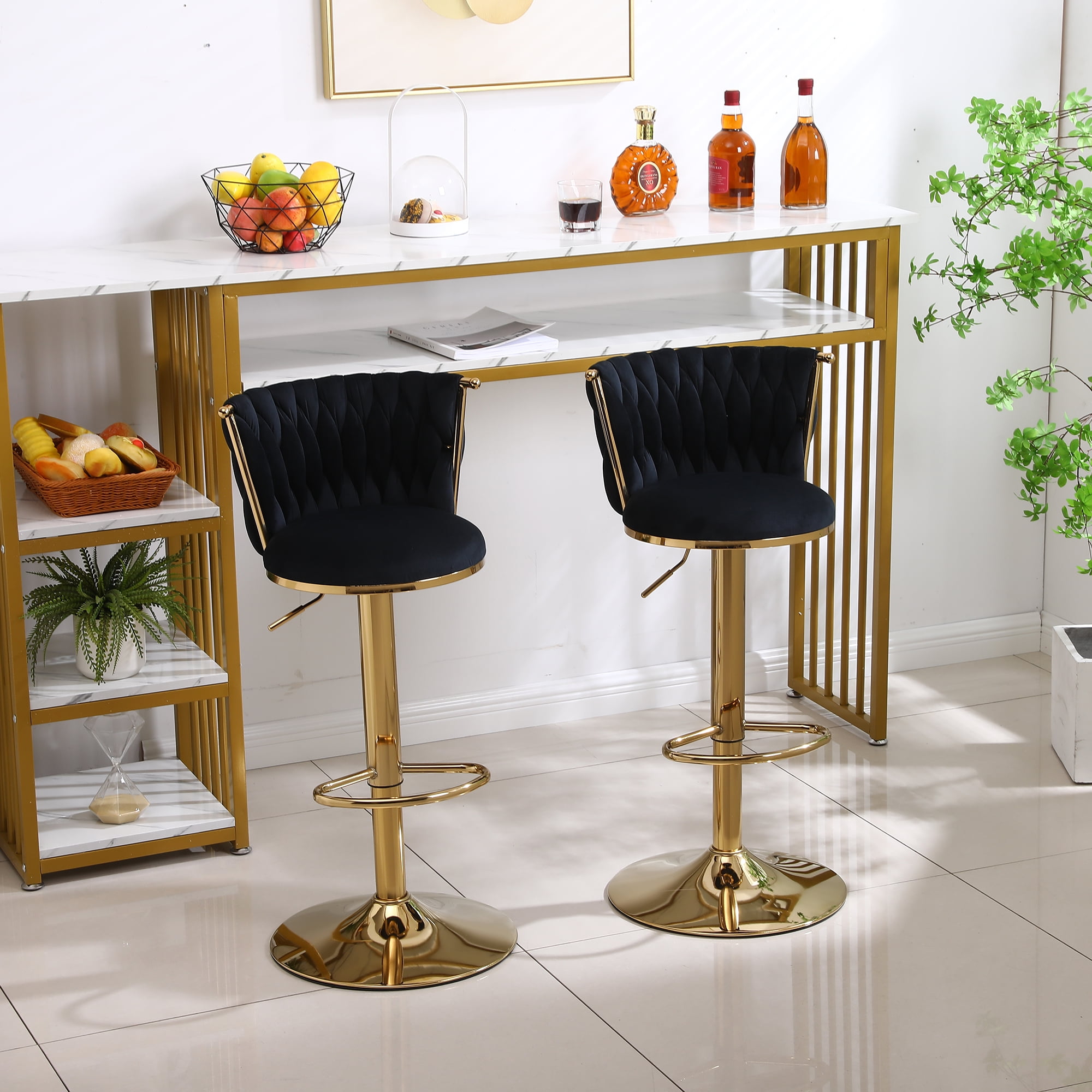Kepooman Swivel Bar Stools Set of 2, Barstools with Back and Footrest, Counter Height Dining Chairs for Kitchen Pub, Black Kepooman Swivel Bar Stools Set of 2, Barstools with Back and Footrest, Counter Height Dining Chairs for Kitchen Pub, Black