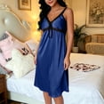 thumbnail image 2 of Nightgowns for Women Zaewscy Women's Home-use Summer Lightweight Lace-embroidered V-neck Short Nightgown Navy Free Size, 2 of 6