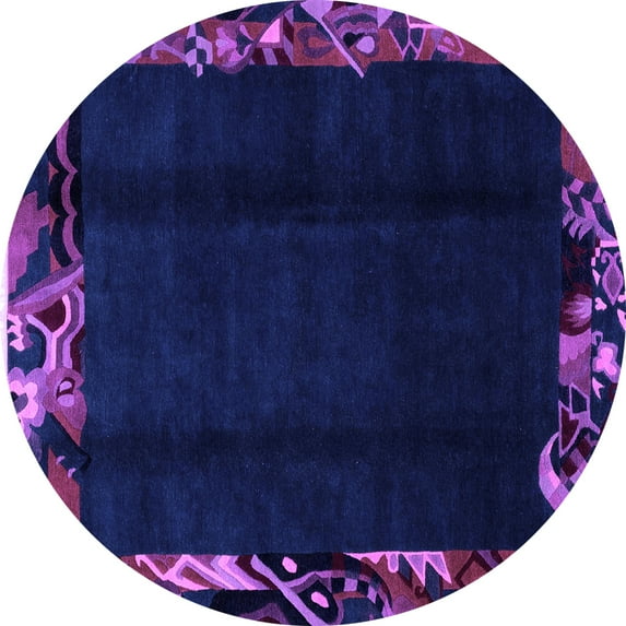 Ahgly Company Indoor Round Abstract Purple Modern Area Rugs, 6' Round