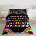 thumbnail image 2 of Manfei Happy Place Queen Comforter Set,Cartoon Rainbow Bedding Sets,Colorful Heart Print Bedding Comforter Set For Children,Breathable Home Decor,3 Pieces, 2 of 8