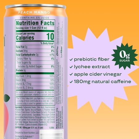 BLOOM NUTRITION SPARKLING ENERGY DRINK, JUICY ORANGE, 12 FL OZ SINGLE CAN