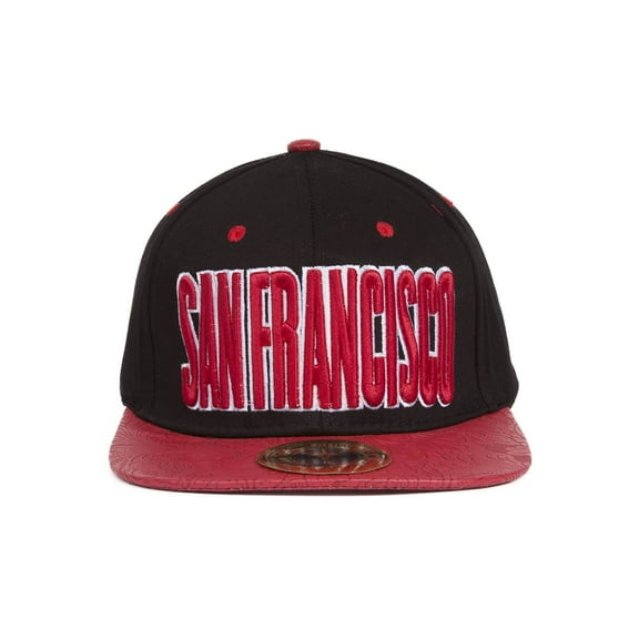 TopHeadwaer San Francisco City Snapback w/ Floral Flat Bill - Black/Red