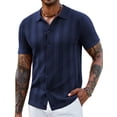 thumbnail image 7 of COOFANDY Mens Vintage Knit Polo Shirt Casual Short Sleeve Button Down Shirts Summer Beach Wear, 7 of 7
