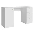 thumbnail image 4 of Madesa Executive Computer Writing Desk 53 Inch with 3 Drawers and 1 Door, Metalic Handles Wooden Home Office PC Study Table with Storage - White, 4 of 10